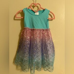 Turquoise Dress with Pink to Purple Ombre Tulle size 2 worn one time